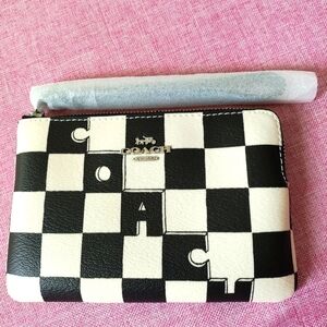 Coach Black and White Checkered Clutch